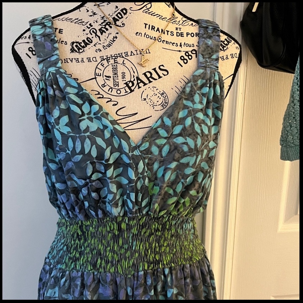 💗Bali Blue and Green Midi Dress